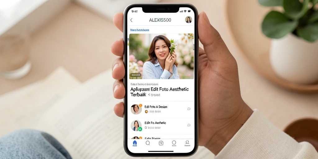 Screenshot utama ALEXIS500 menampilkan antarmuka pengeditan foto yang intuitif dan menarik.