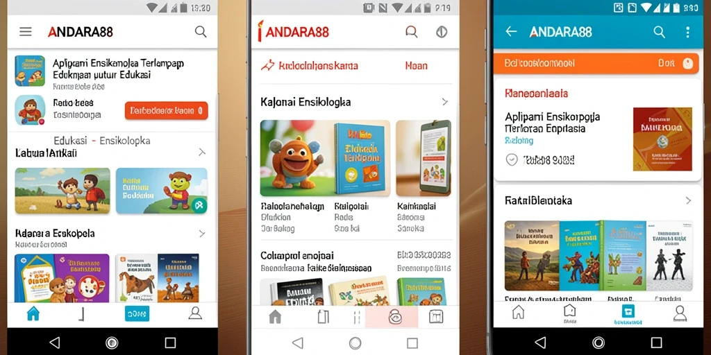 Tampilan antarmuka aplikasi Ensiklopedia ANDARA88.