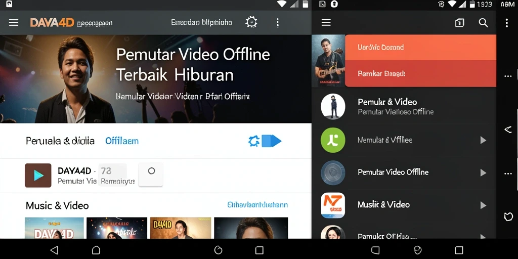Tampilan antarmuka aplikasi Pemutar Video Offline DAYA4D yang sederhana dan menarik.