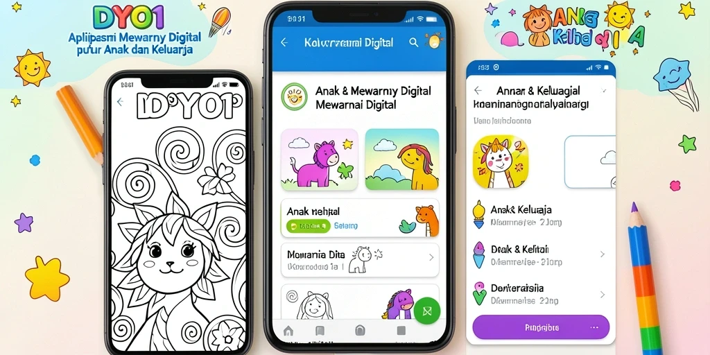 Antarmuka aplikasi DYO1 untuk mewarnai gambar dengan mudah.