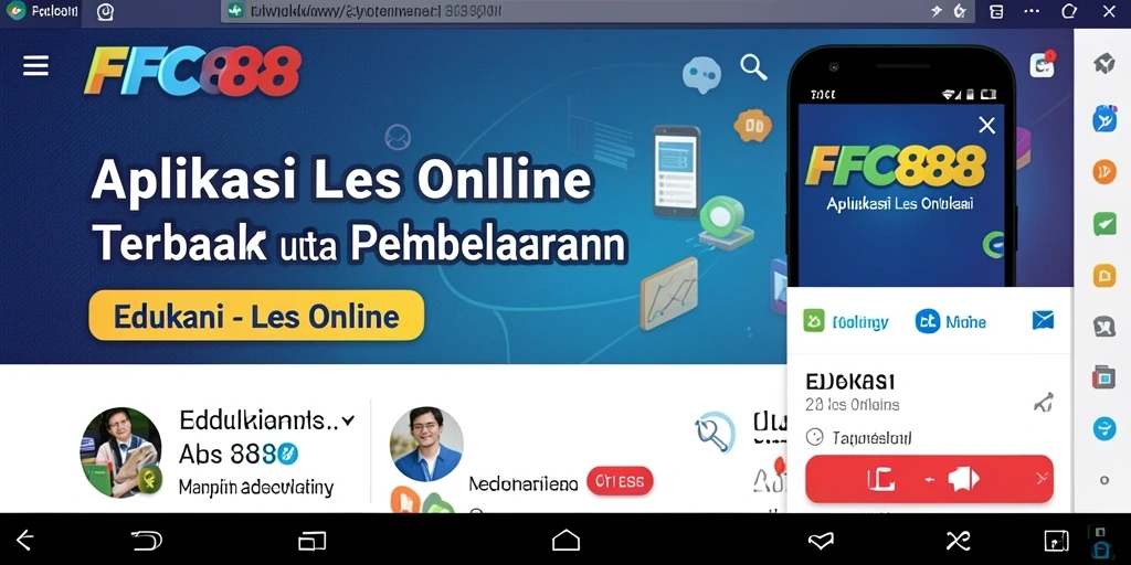 Antarmuka FC888 menampilkan fitur Les Online yang interaktif dan edukatif.