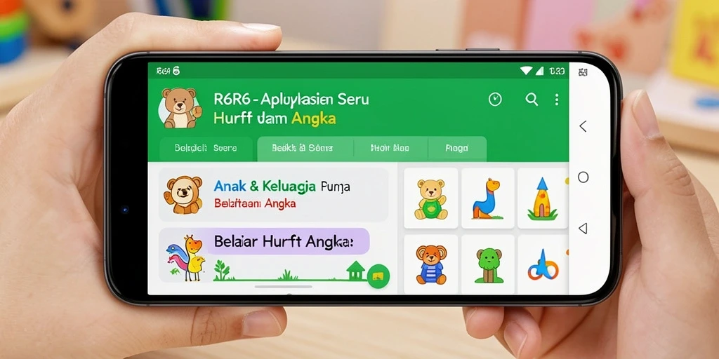 Antarmuka R6R6 yang menarik untuk belajar huruf dan angka.