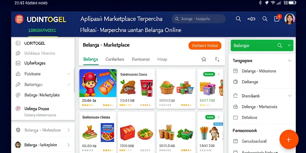 Antarmuka aplikasi UDINTOGEL yang memudahkan navigasi Marketplace.